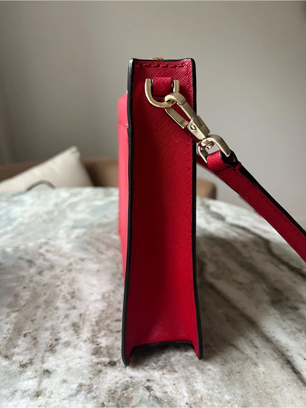 kate spade Red Saffiano Leather Crossbody Bag with Gold Hardware